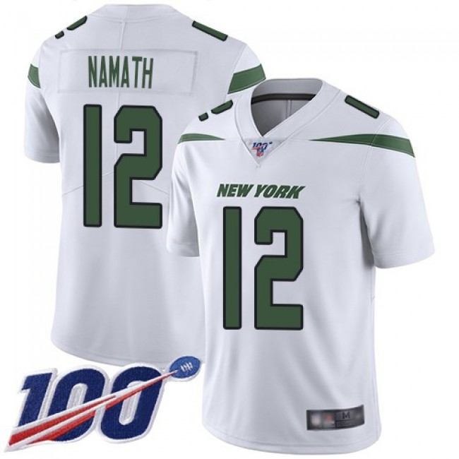 Nike Jets #12 Joe Namath White Men's Stitched NFL 100th Season Vapor Limited Jersey