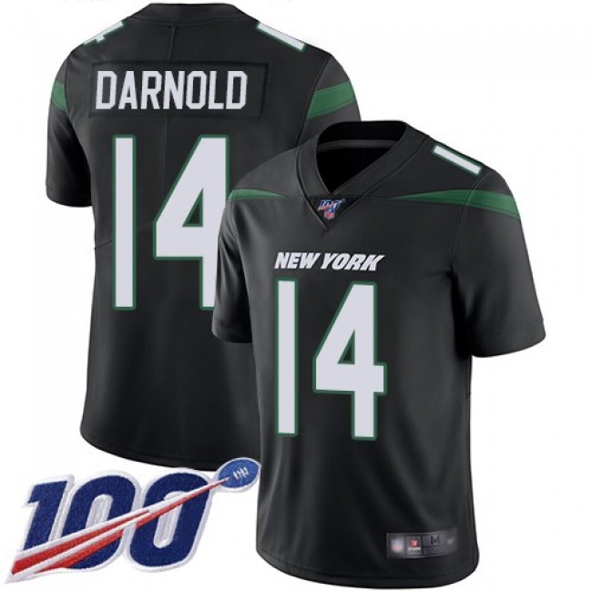 Nike Jets #14 Sam Darnold Black Alternate Men's Stitched NFL 100th Season Vapor Limited Jersey