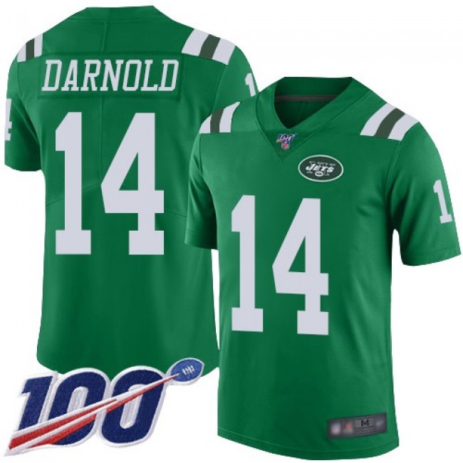 Nike Jets #14 Sam Darnold Green Men's Stitched NFL Limited Rush 100th Season Jersey