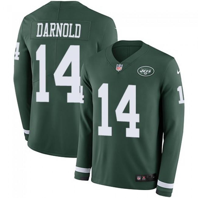 Nike Jets #14 Sam Darnold Green Team Color Men's Stitched NFL Limited Therma Long Sleeve Jersey