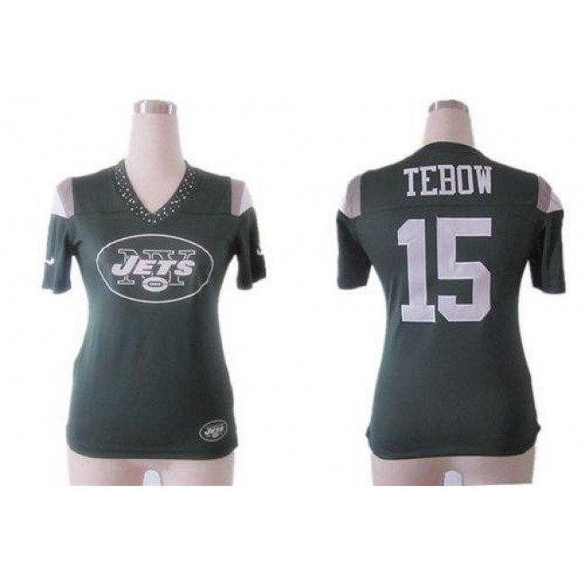 Women's Jets #15 Tim Tebow Green Team Color Team Diamond Stitched NFL Elite Jersey