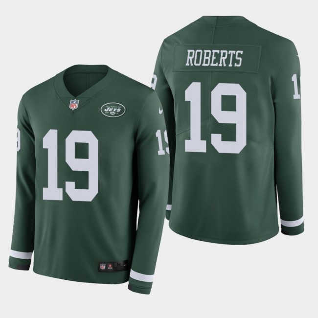Nike Jets #19 Andre Roberts Green Team Color Men's Stitched NFL Limited Therma Long Sleeve Jersey