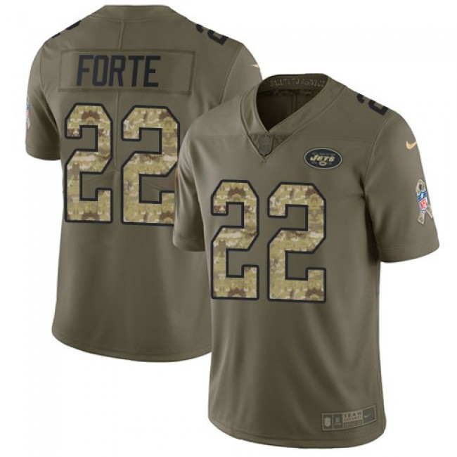 New York Jets #22 Matt Forte Olive-Camo Youth Stitched NFL Limited 2017 Salute to Service Jersey