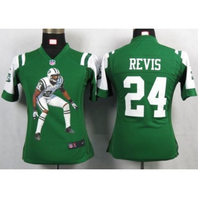 Women's Jets #24 Darrelle Revis Green Team Color Portrait NFL Game Jersey