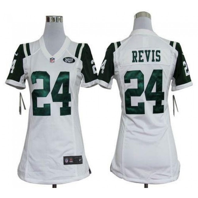 Women's Jets #24 Darrelle Revis White Stitched NFL Elite Jersey