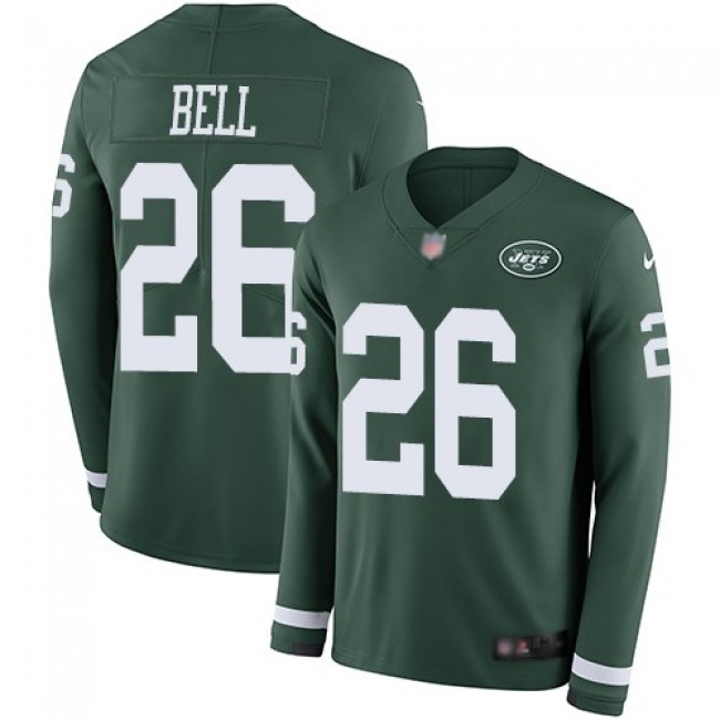 Nike Jets #26 Le'Veon Bell Green Team Color Men's Stitched NFL Limited Therma Long Sleeve Jersey