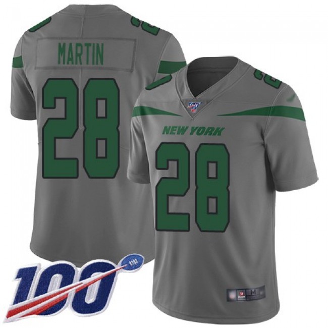 Nike Jets #28 Curtis Martin Gray Men's Stitched NFL Limited Inverted Legend 100th Season Jersey