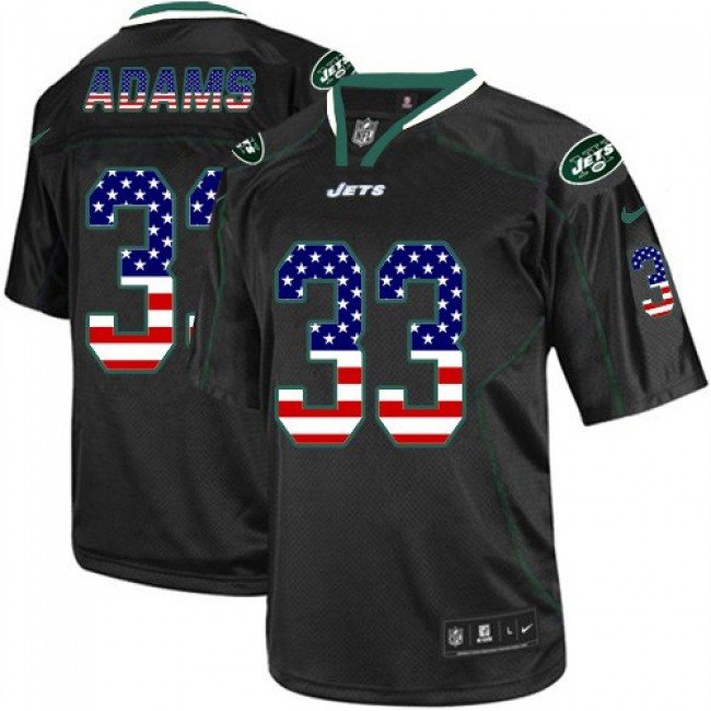 Nike Jets #33 Jamal Adams Black Men's Stitched NFL Elite USA Flag Fashion Jersey