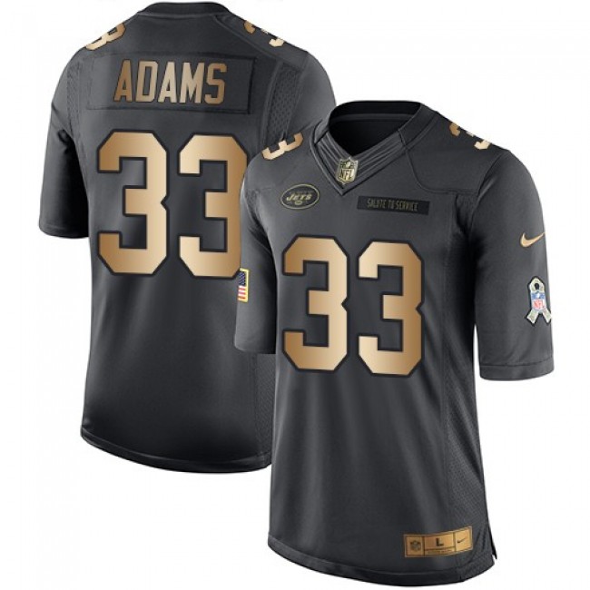 Nike Jets #33 Jamal Adams Black Men's Stitched NFL Limited Gold Salute To Service Jersey