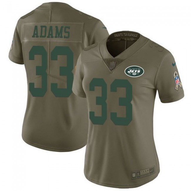 Women's Jets #33 Jamal Adams Olive Stitched NFL Limited 2017 Salute to Service Jersey