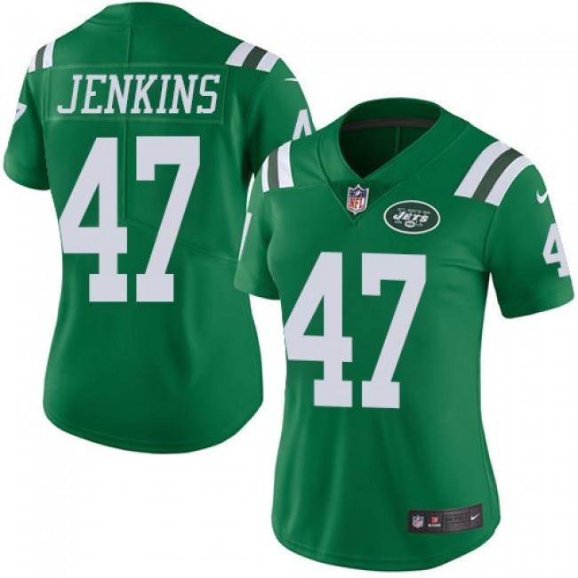 Women's Jets #47 Jordan Jenkins Green Stitched NFL Limited Rush Jersey
