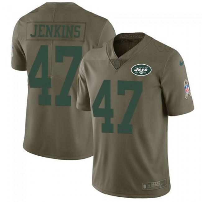 New York Jets #47 Jordan Jenkins Olive Youth Stitched NFL Limited 2017 Salute to Service Jersey