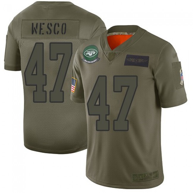 Nike Jets #47 Trevon Wesco Camo Men's Stitched NFL Limited 2019 Salute To Service Jersey