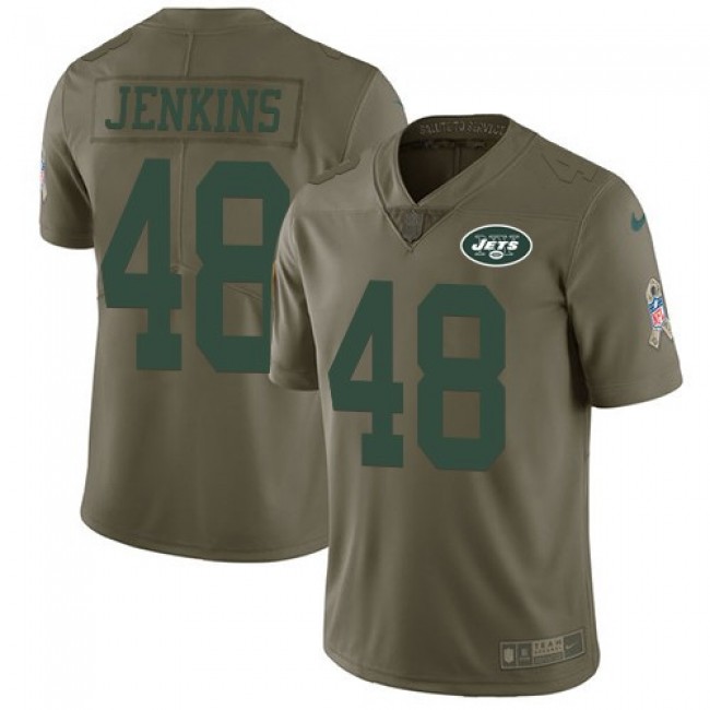 Nike Jets #48 Jordan Jenkins Olive Men's Stitched NFL Limited 2017 Salute To Service Jersey