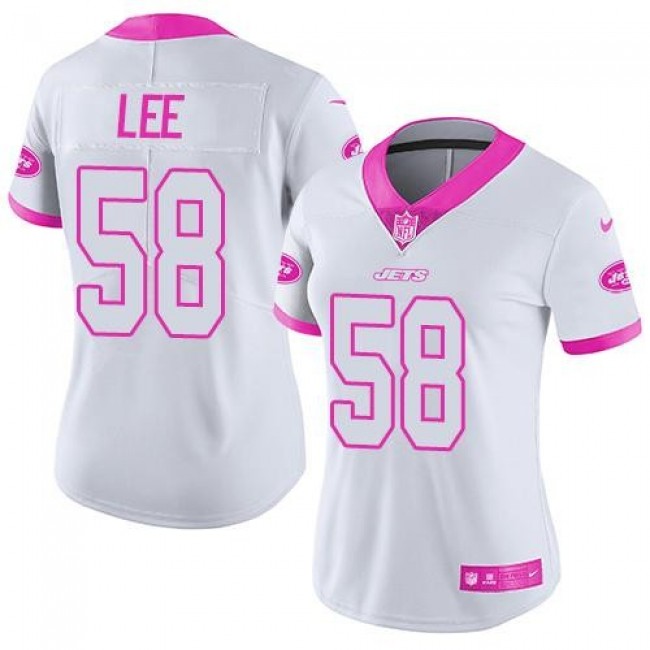 Women's Jets #50 Darron Lee White Pink Stitched NFL Limited Rush Jersey