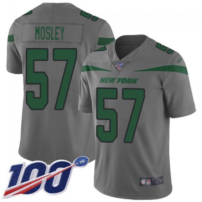 Nike Jets #57 C.J. Mosley Gray Men's Stitched NFL Limited Inverted Legend 100th Season Jersey