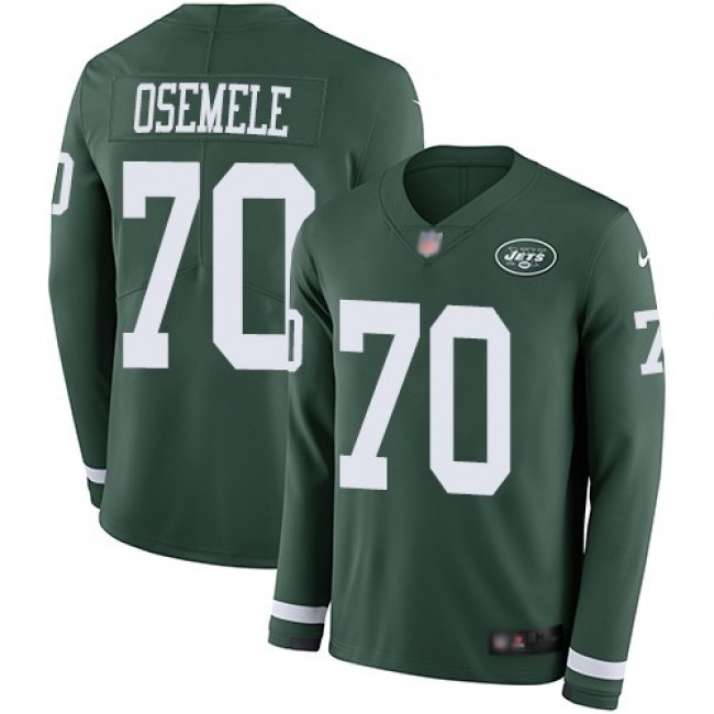 Nike Jets #70 Kelechi Osemele Green Team Color Men's Stitched NFL Limited Therma Long Sleeve Jersey