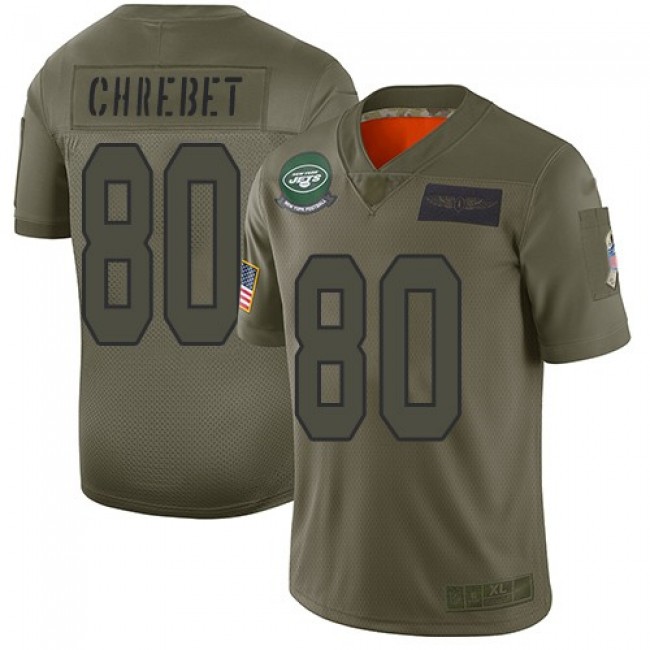 Nike Jets #80 Wayne Chrebet Camo Men's Stitched NFL Limited 2019 Salute To Service Jersey