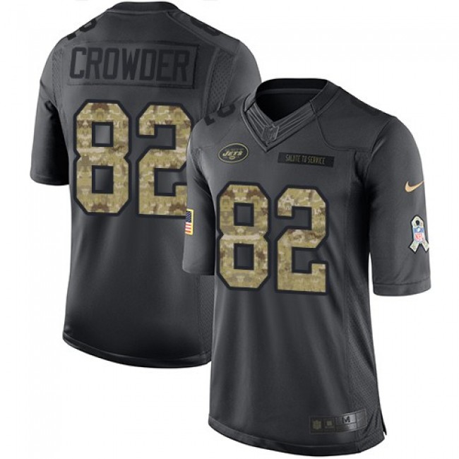 Nike Jets #82 Jamison Crowder Black Men's Stitched NFL Limited 2016 Salute to Service Jersey