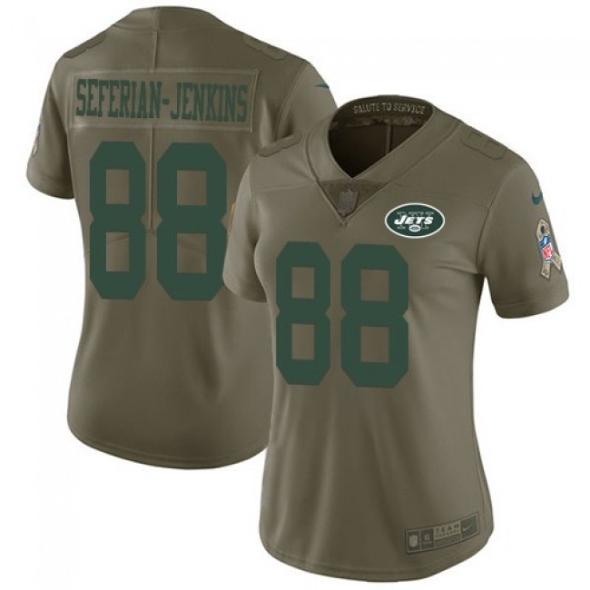Women's Jets #88 Austin Seferian-Jenkins Olive Stitched NFL Limited 2017 Salute to Service Jersey