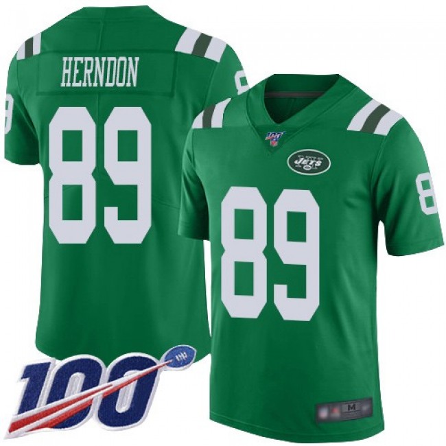 Nike Jets #89 Chris Herndon Green Men's Stitched NFL Limited Rush 100th Season Jersey