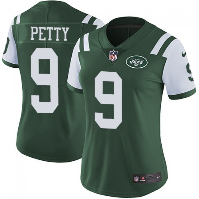 Women's Jets #9 Bryce Petty Green Team Color Stitched NFL Vapor Untouchable Limited Jersey