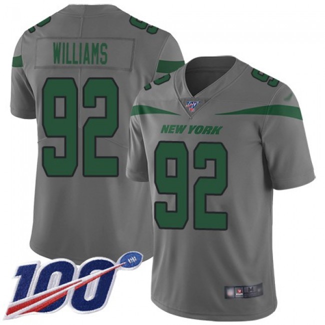 Nike Jets #92 Leonard Williams Gray Men's Stitched NFL Limited Inverted Legend 100th Season Jersey