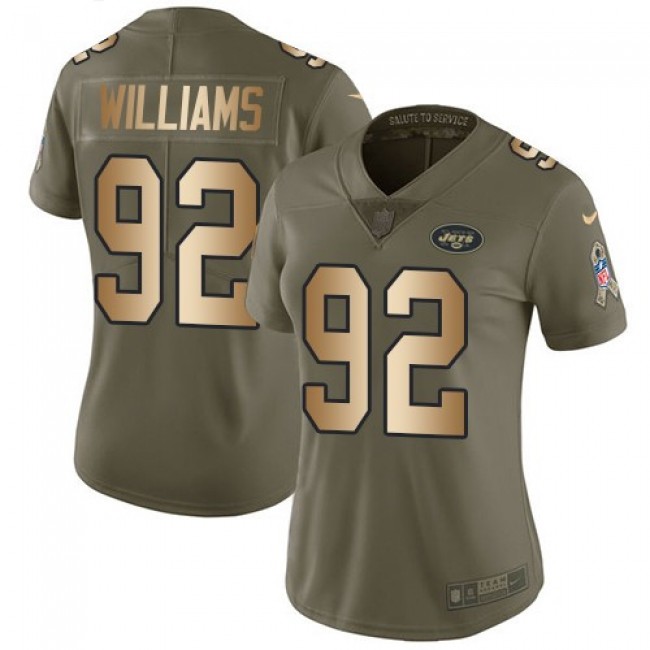 Women's Jets #92 Leonard Williams Olive Gold Stitched NFL Limited 2017 Salute to Service Jersey