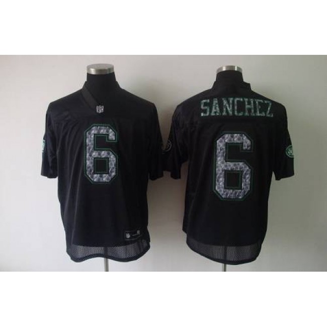 Sideline Black United Jets #6 Mark Sanchez Black Stitched NFL Jersey