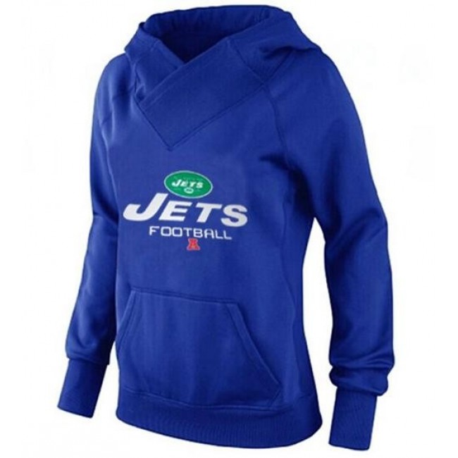 Women's New York Jets Big Tall Critical Victory Pullover Hoodie Blue Jersey