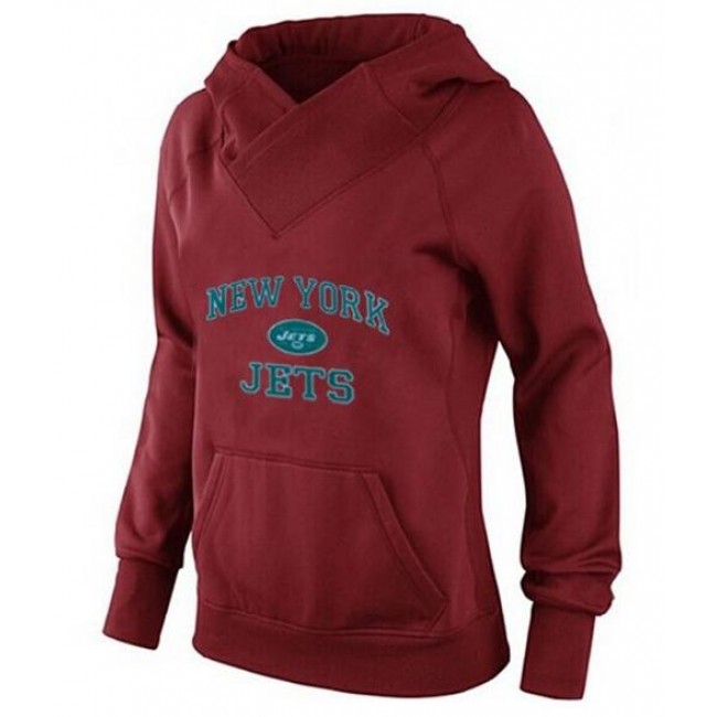 Women's New York Jets Heart Soul Pullover Hoodie Red Jersey