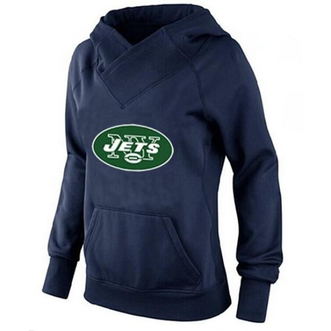 Women's New York Jets Logo Pullover Hoodie Navy Blue Jersey