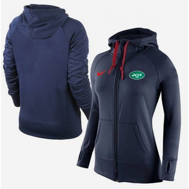 Women's New York Jets Full-Zip Hoodie Dark Blue Jersey