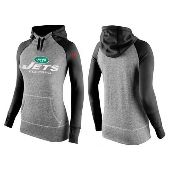 Women's New York Jets Hoodie Grey Black Jersey