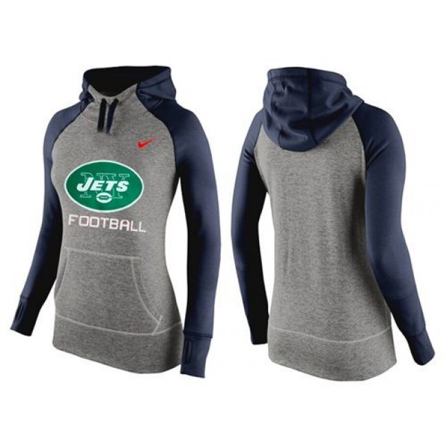 Women's New York Jets Hoodie Grey Dark Blue Jersey