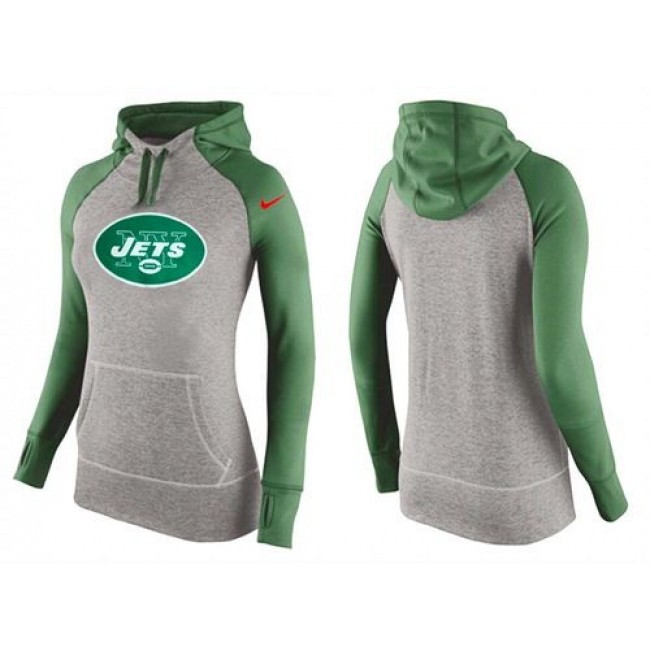 Women's New York Jets Hoodie Grey Green-2 Jersey