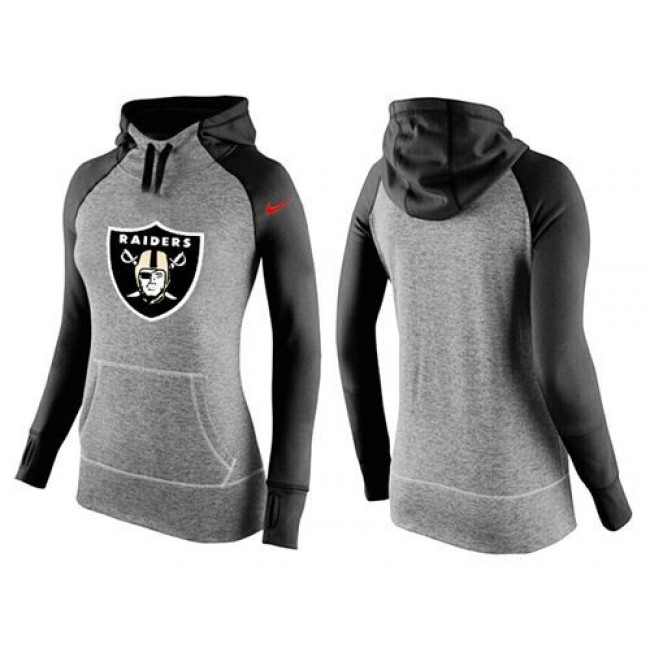 Women's Oakland Raiders Hoodie Grey Black-2 Jersey