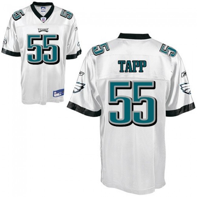 Eagles #55 Darryl Tapp White Stitched NFL Jersey