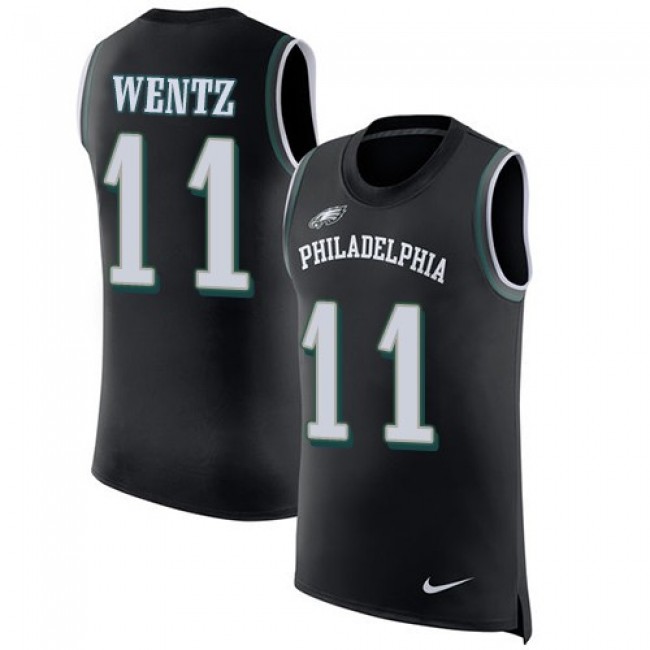 Nike Eagles #11 Carson Wentz Black Alternate Men's Stitched NFL Limited Rush Tank Top Jersey