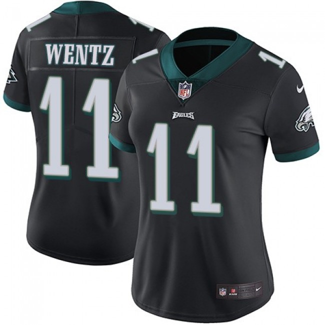 Women's Eagles #11 Carson Wentz Black Alternate Stitched NFL Vapor Untouchable Limited Jersey