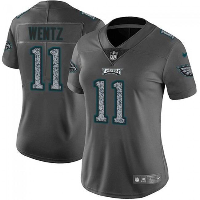 Women's Eagles #11 Carson Wentz Gray Static Stitched NFL Vapor Untouchable Limited Jersey