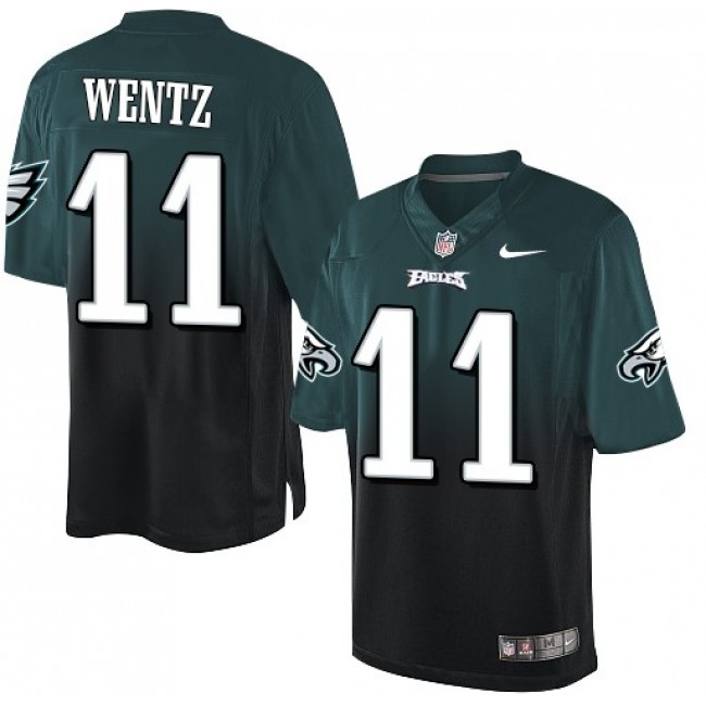 Nike Eagles #11 Carson Wentz Midnight Green/Black Men's Stitched NFL Elite Fadeaway Fashion Jersey