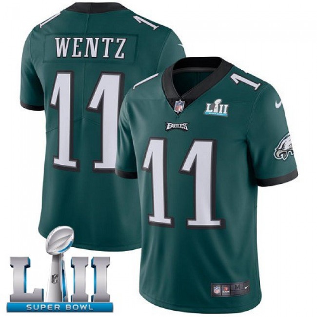 Philadelphia Eagles #11 Carson Wentz Midnight Green Team Color Super Bowl LII Youth Stitched NFL Vapor Untouchable Limited Jersey