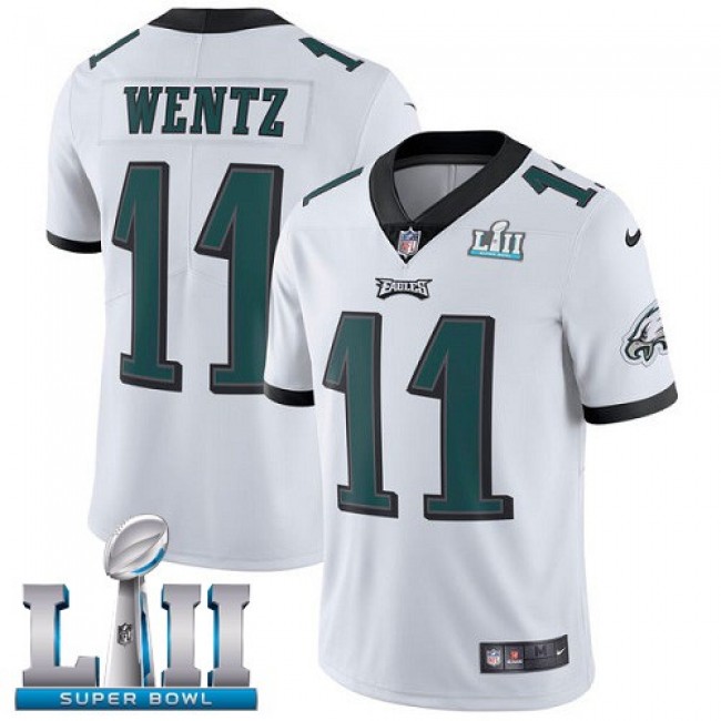 Philadelphia Eagles #11 Carson Wentz White Super Bowl LII Youth Stitched NFL Vapor Untouchable Limited Jersey