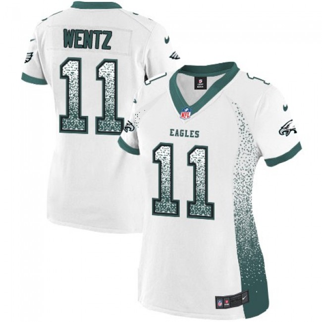 Women's Eagles #11 Carson Wentz White Stitched NFL Elite Drift Jersey