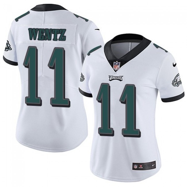 Women's Eagles #11 Carson Wentz White Stitched NFL Vapor Untouchable Limited Jersey
