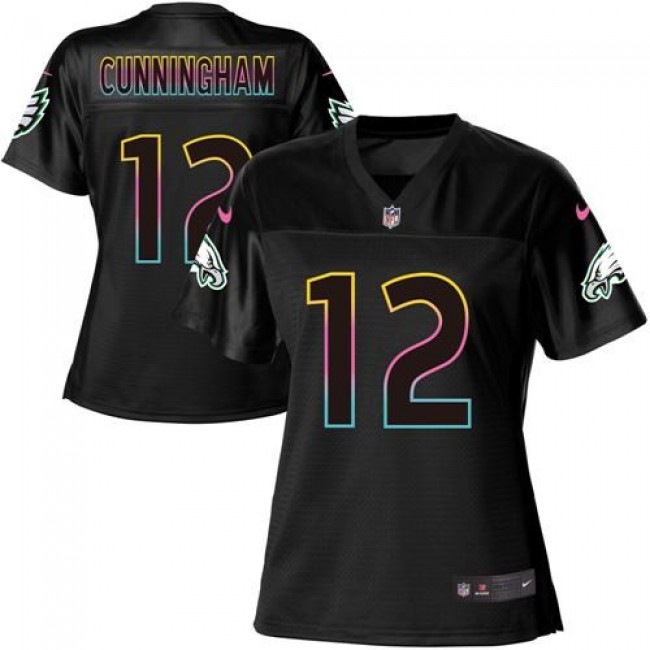 Women's Eagles #12 Randall Cunningham Black NFL Game Jersey