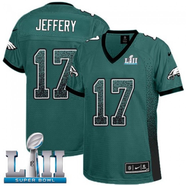 Women's Eagles #17 Alshon Jeffery Midnight Green Team Color Super Bowl LII Stitched NFL Elite Drift Jersey