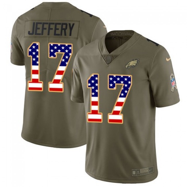 Philadelphia Eagles #17 Alshon Jeffery Olive-USA Flag Youth Stitched NFL Limited 2017 Salute to Service Jersey
