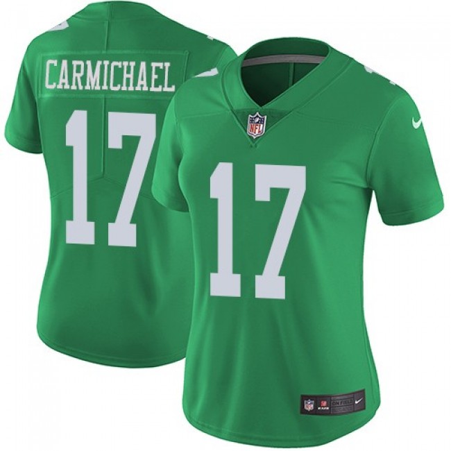 Women's Eagles #17 Harold Carmichael Green Stitched NFL Limited Rush Jersey